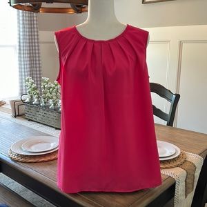 Merona Pink Pleated Neckline Career Top L